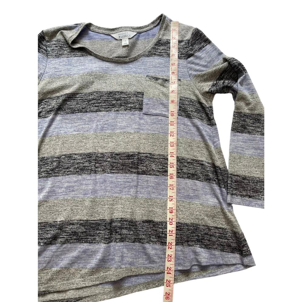 Market & Spruce Vreelan Pocket Stripe Long Sleeve Top Asymmetrical Size Medium - Picture 8 of 12